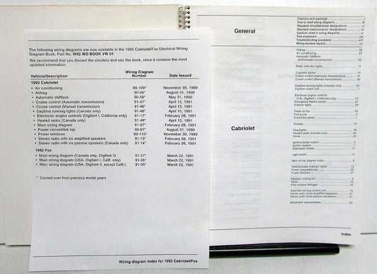 Electrical Wiring Diagrams for Volkswagen Cabriolet Fox (1992)