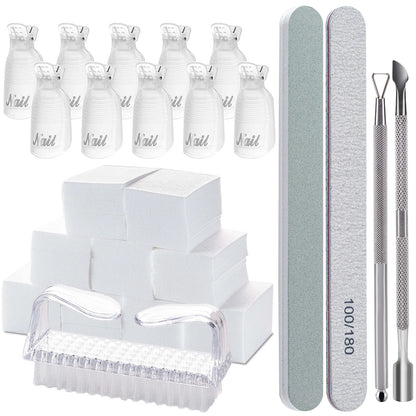 10 Clips Gel Polish Remover Tools Kit with 400 Lint-Free Wipes and Files