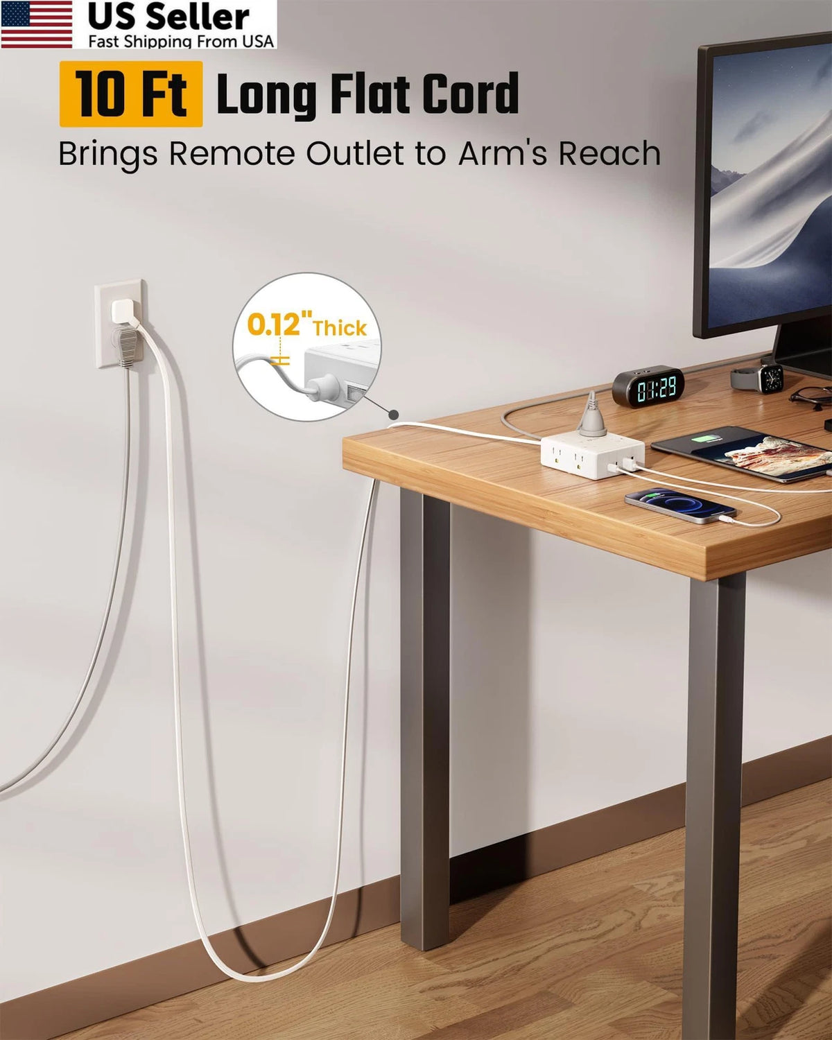 10Ft Extension Cord for Multiple Outlets (Standard Charge)