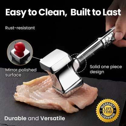 Stainless Steel Meat Tenderizer Tool for Universal Use (11x3x2 inches)