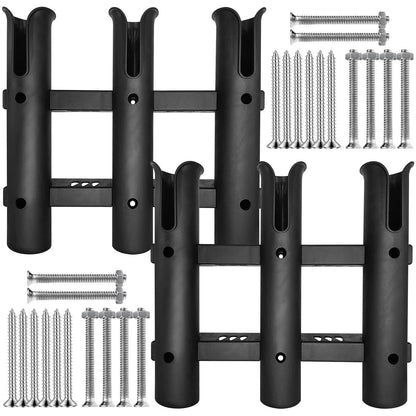 3X Fishing Rod Holder Bracket Tube for Wall Mounting - Black