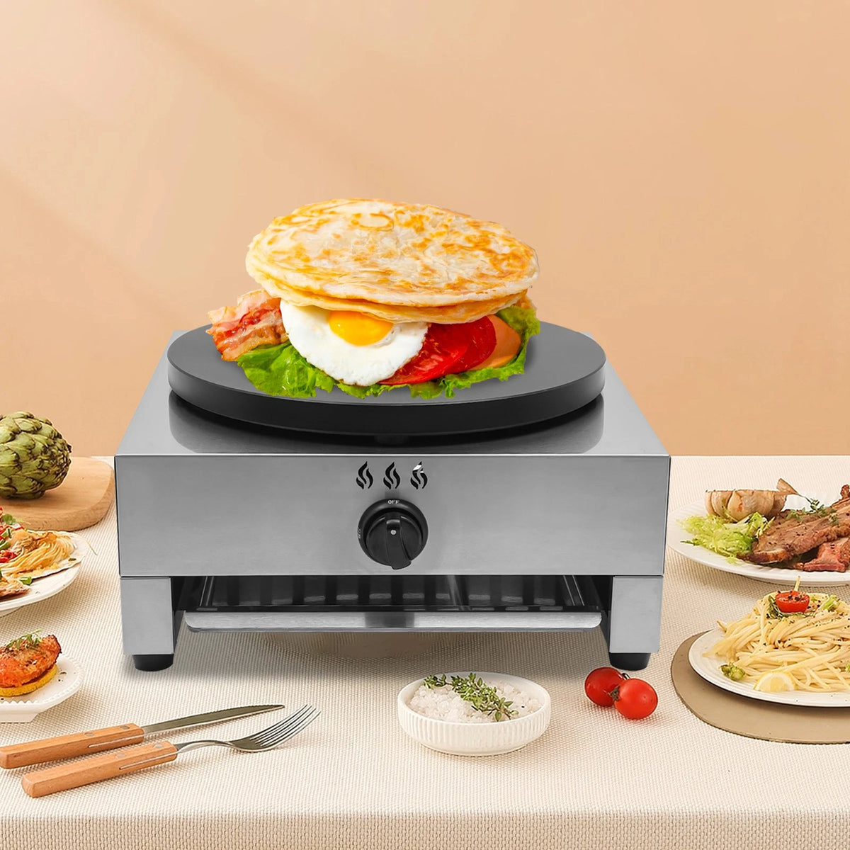 Commercial Crepe Maker Machine for Pancakes (Tabletop Gas Cooker)