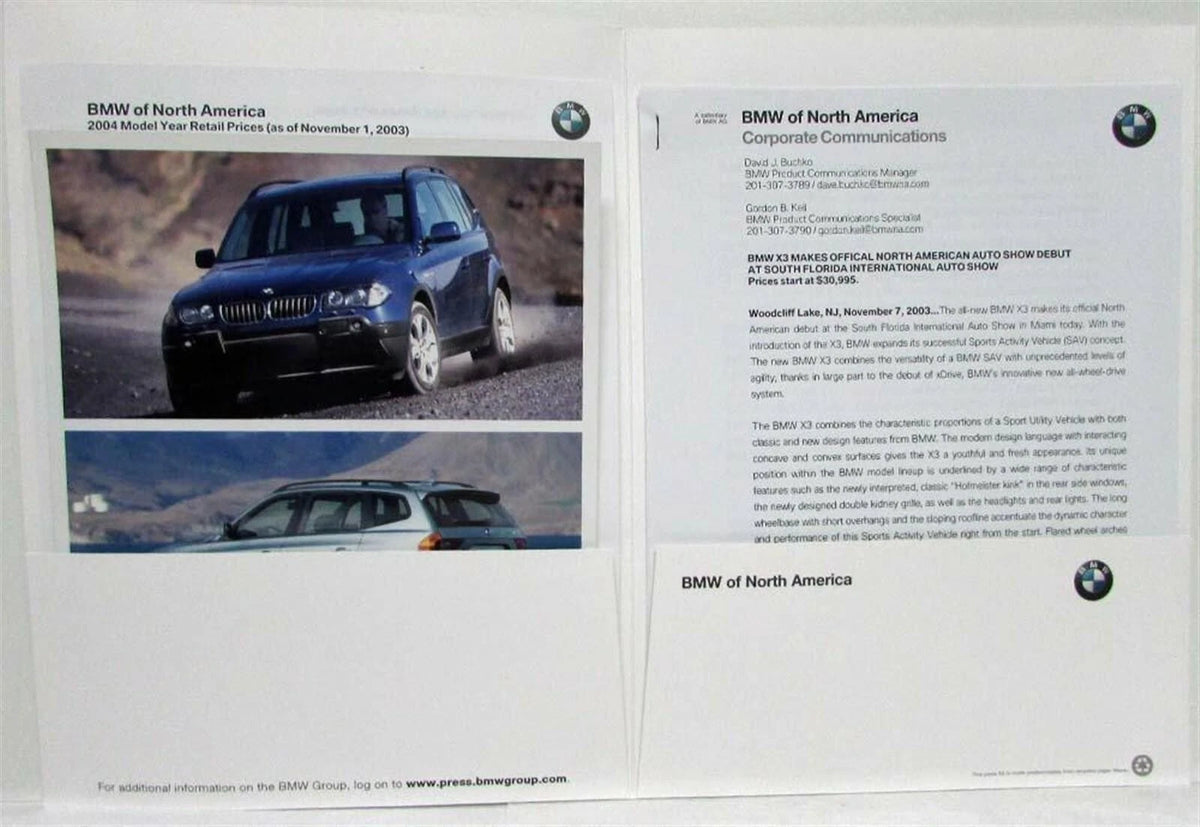 Press Kit for BMW X3 (2004)