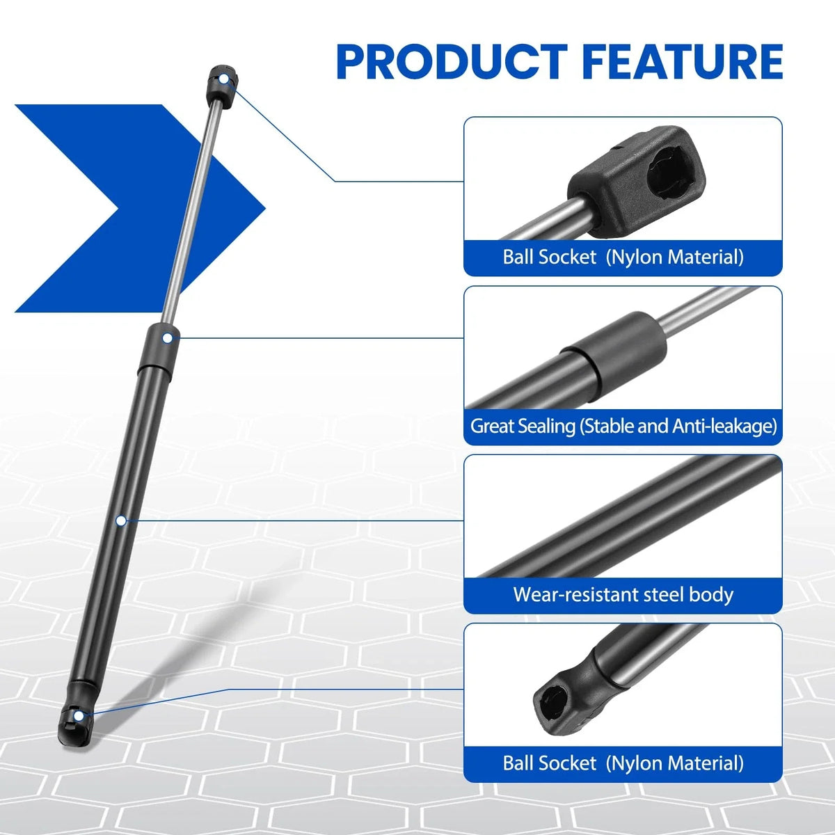 Pair of Tailgate Lift Supports for 2012-2017 Hyundai Accent 1.6L