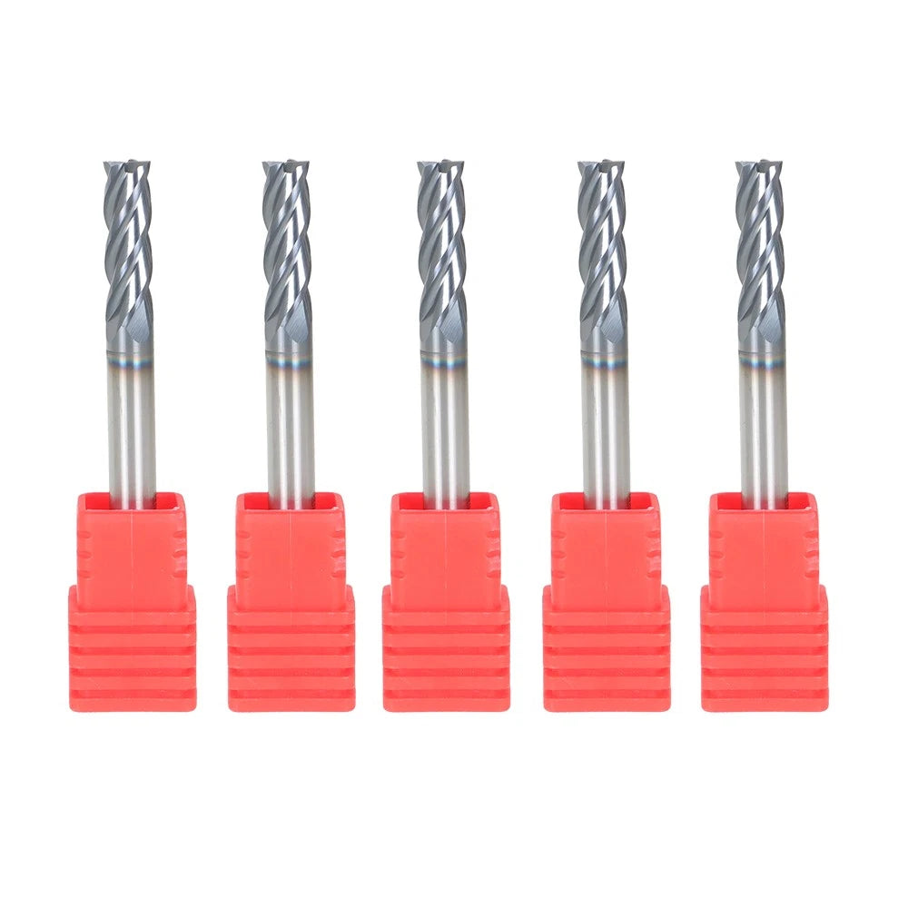 5 Pcs 3/16" 4 Flute Carbide End Mill TiALN Coated