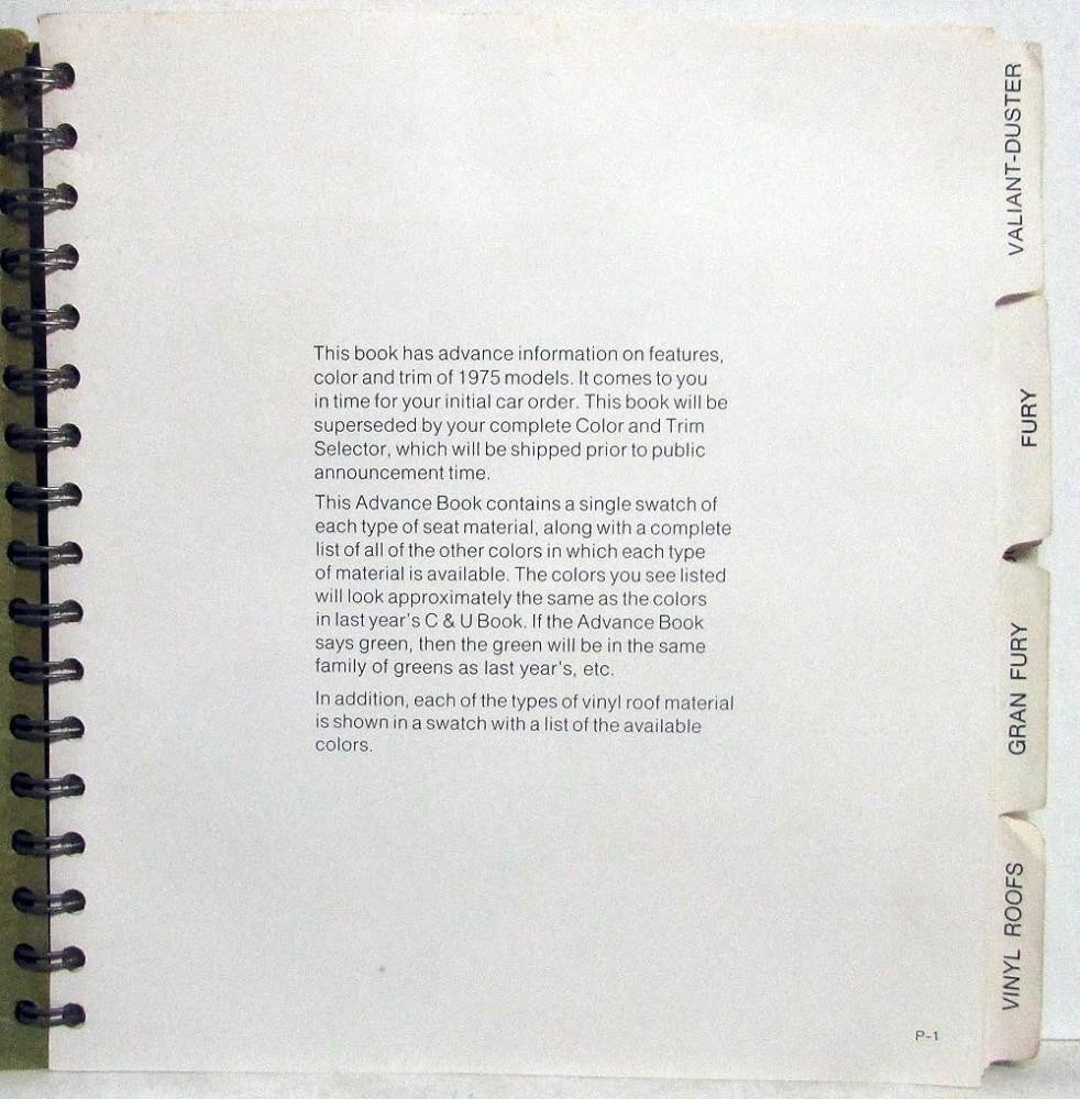 Advance Color and Trim Selector for Plymouth (1975)