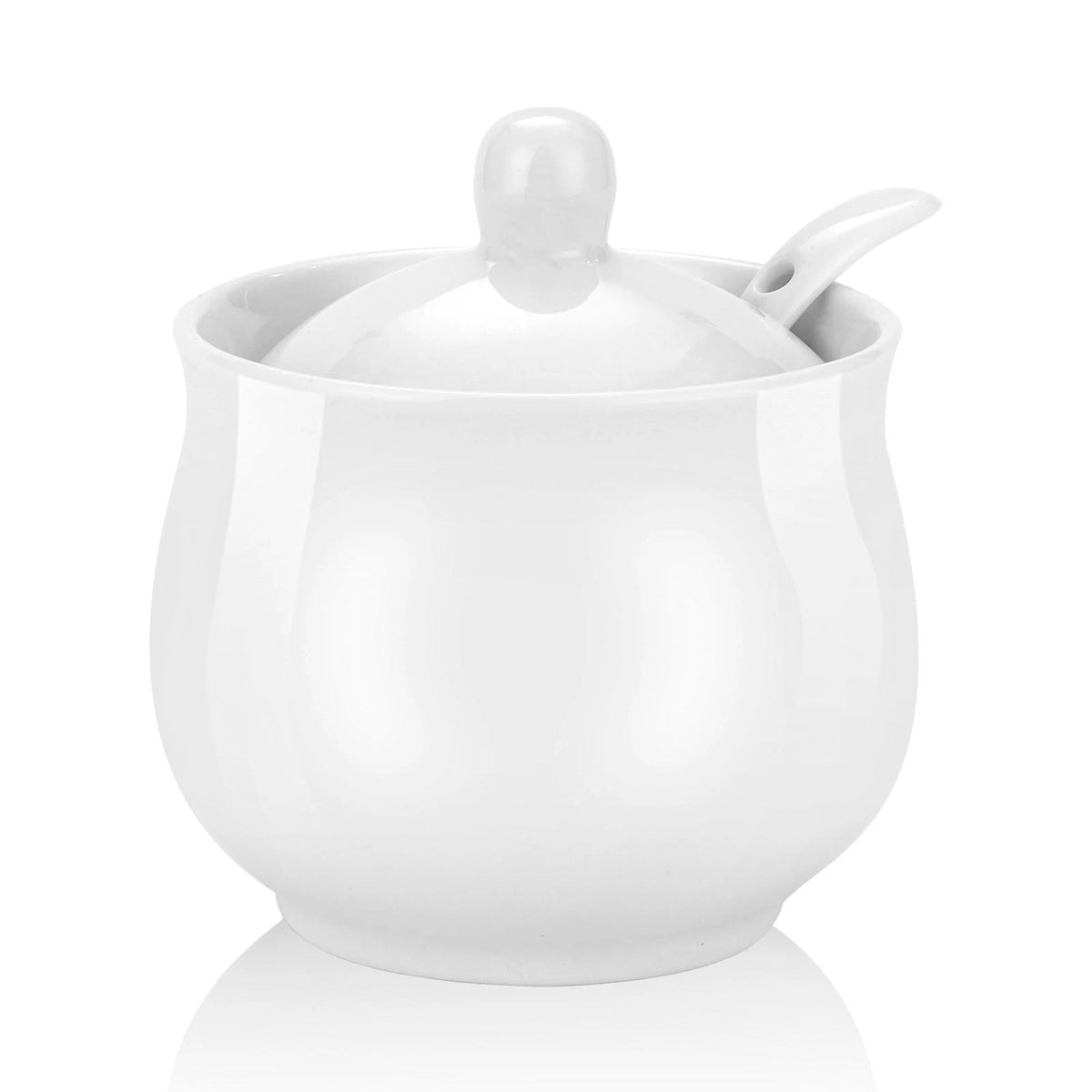 7oz Ceramic Sugar Bowl with Lid and Spoon for Farmhouse Decor