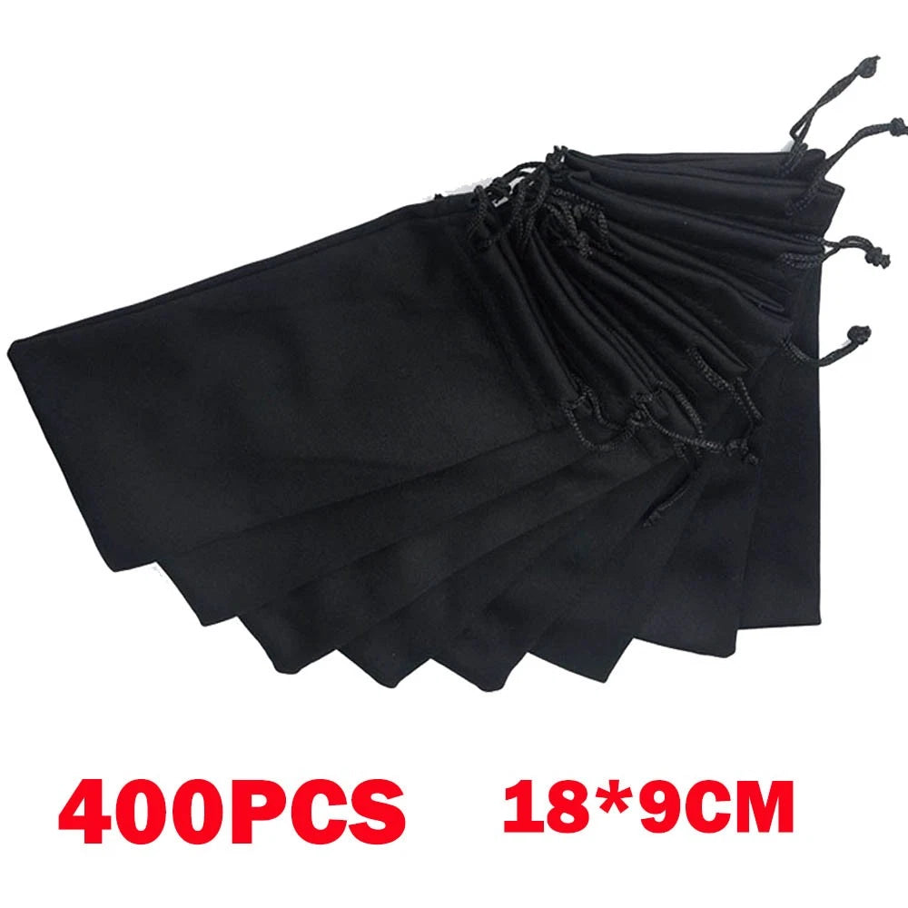 400Pcs Black Micro Fiber Sunglass Carrying Pouch Case Bag Storage Sleeve