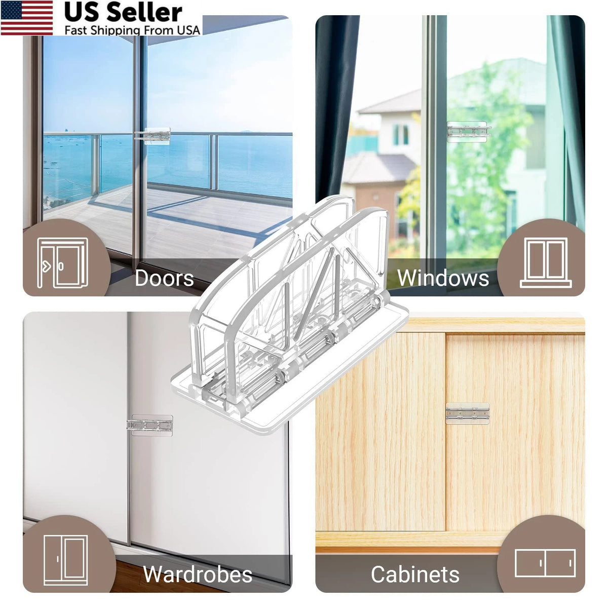 Sliding Door Lock for Glass Windows - 2 Pack