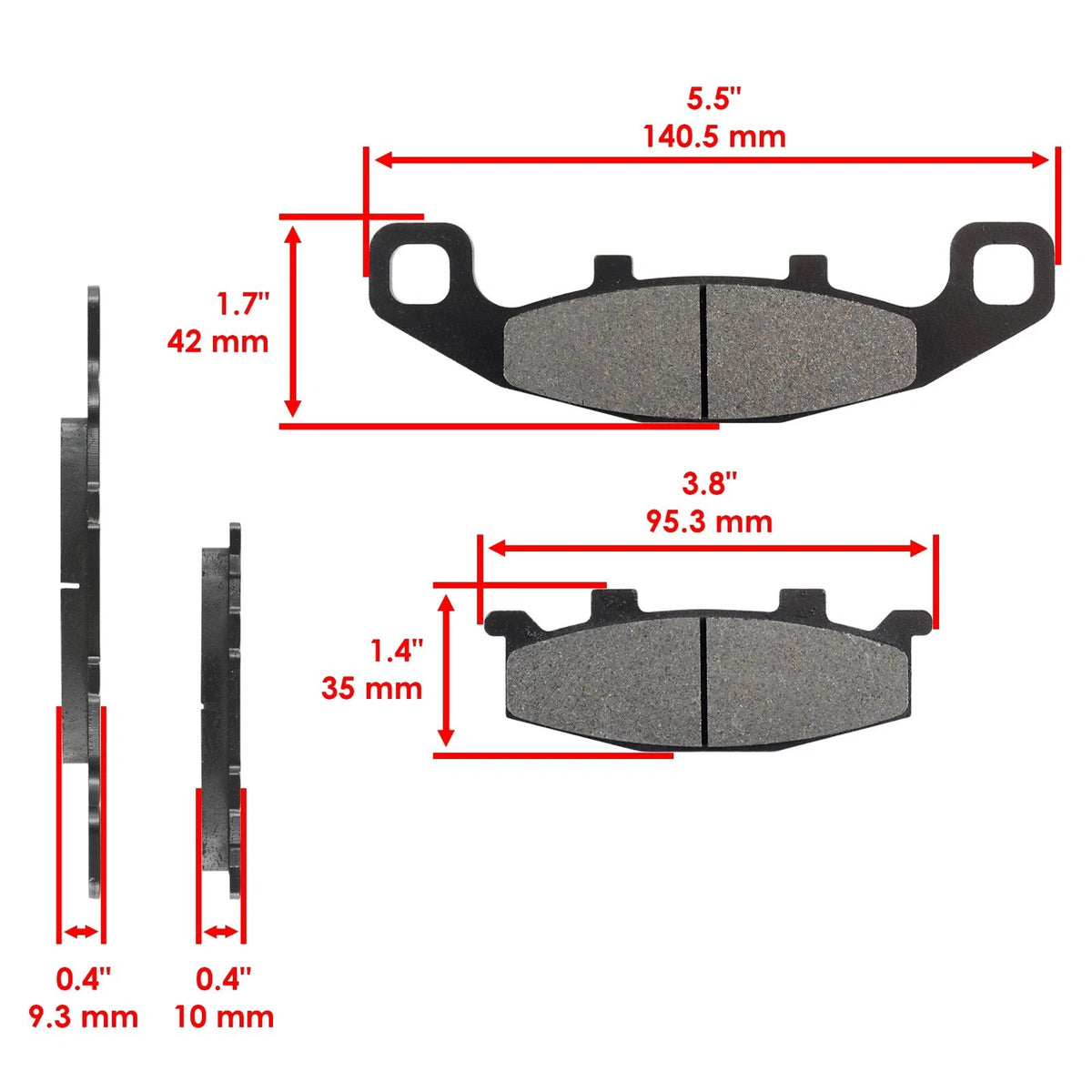 Front Brake Pads for Kawasaki EX500 Ninja 500R (1997–2009) HU1988MP154LR