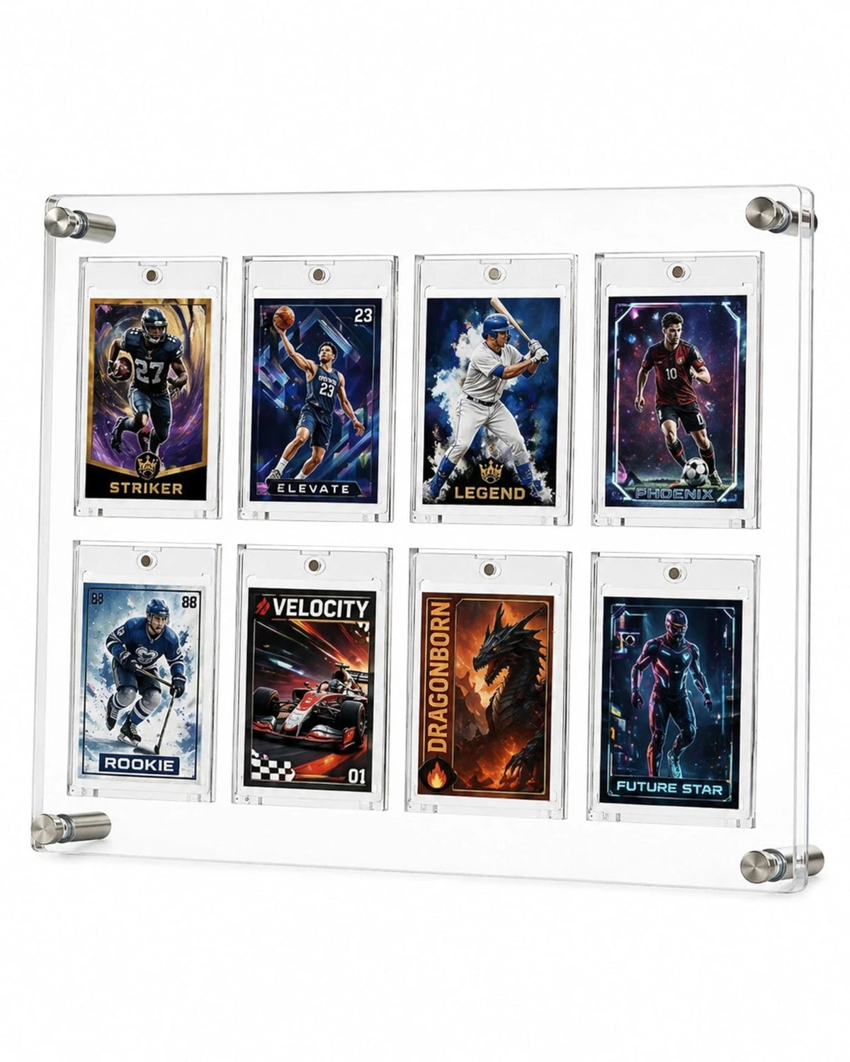 Acrylic 8 Card Display Frame with Magnetic UV Protection Cases