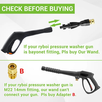 Pressure Washer Gun Adapter with 1/4” Quick Connector (6 Inch)