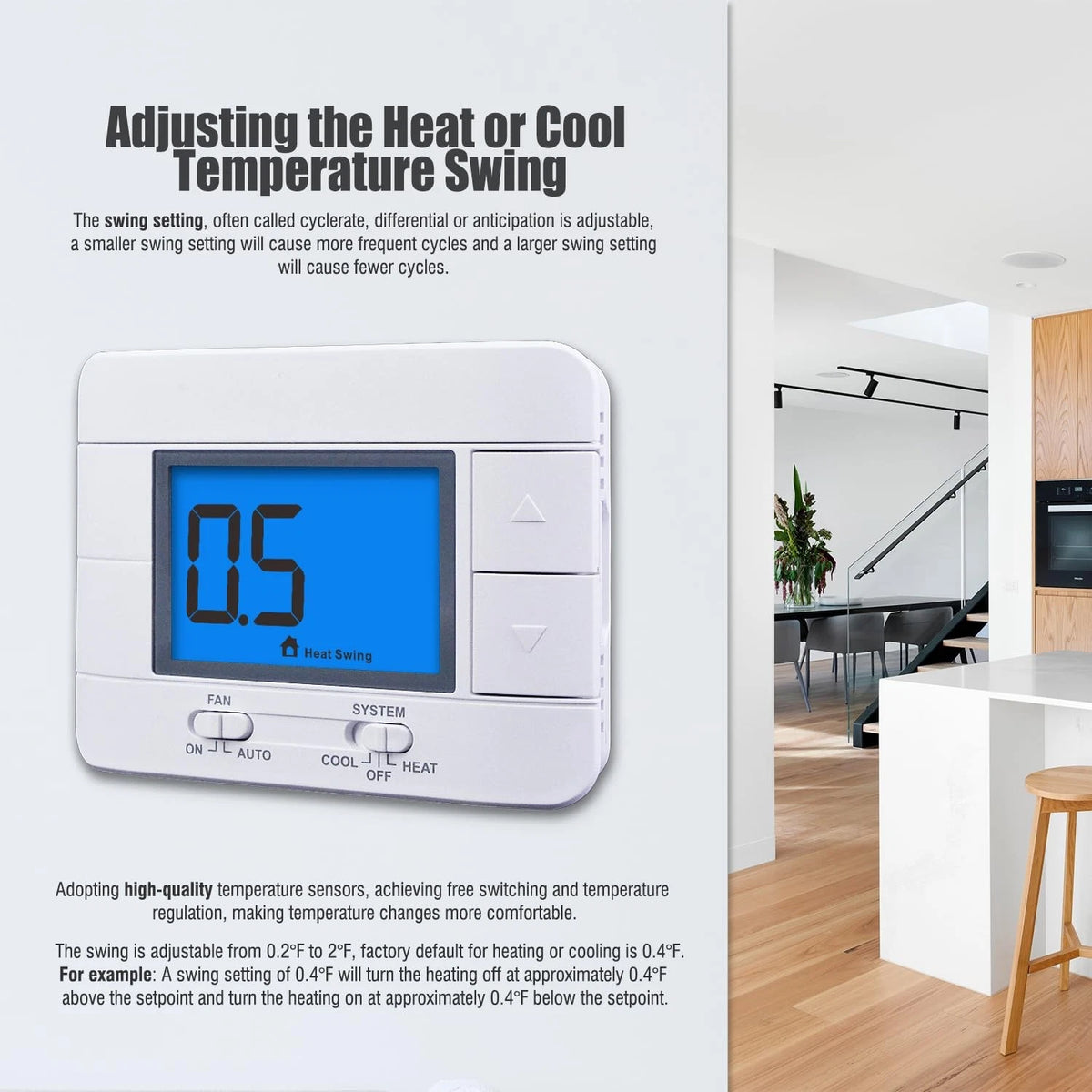 Non-Programmable Thermostats for House, Single-Stage 1 Heat/1 Cool