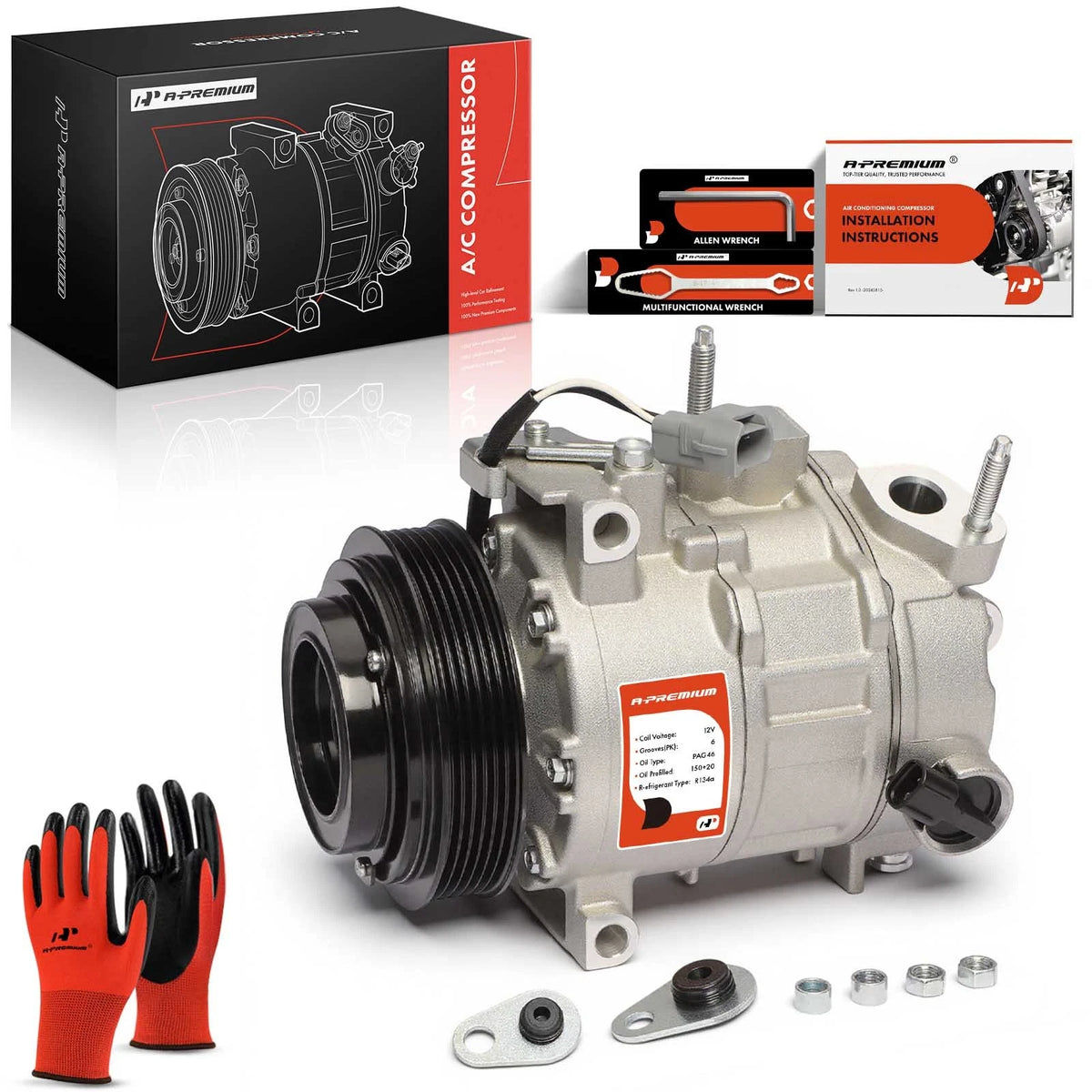 A/C Compressor with Clutch for Dodge Charger Challenger (2014–2023) 68158259AC, 68158259AD, 68158259AE, CO29209C