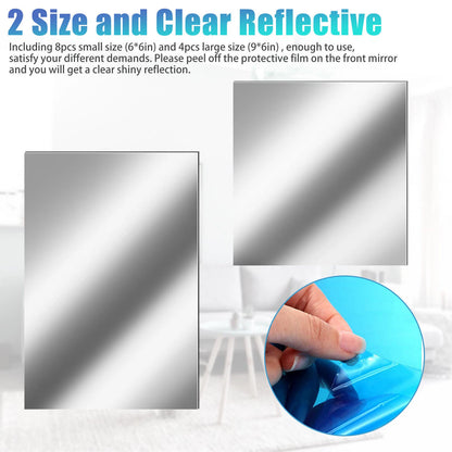 24X Mirror Reflective Wall Sticker Self Adhesive Tile Film Home Decor