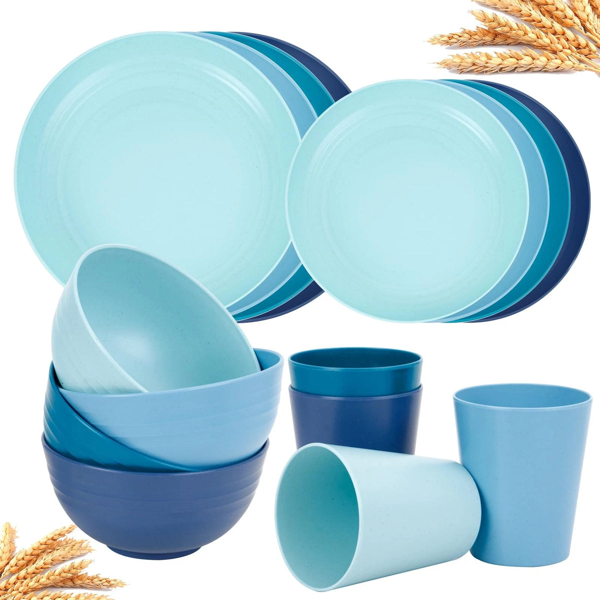 16-Piece Unbreakable Wheat Straw Dinnerware Set