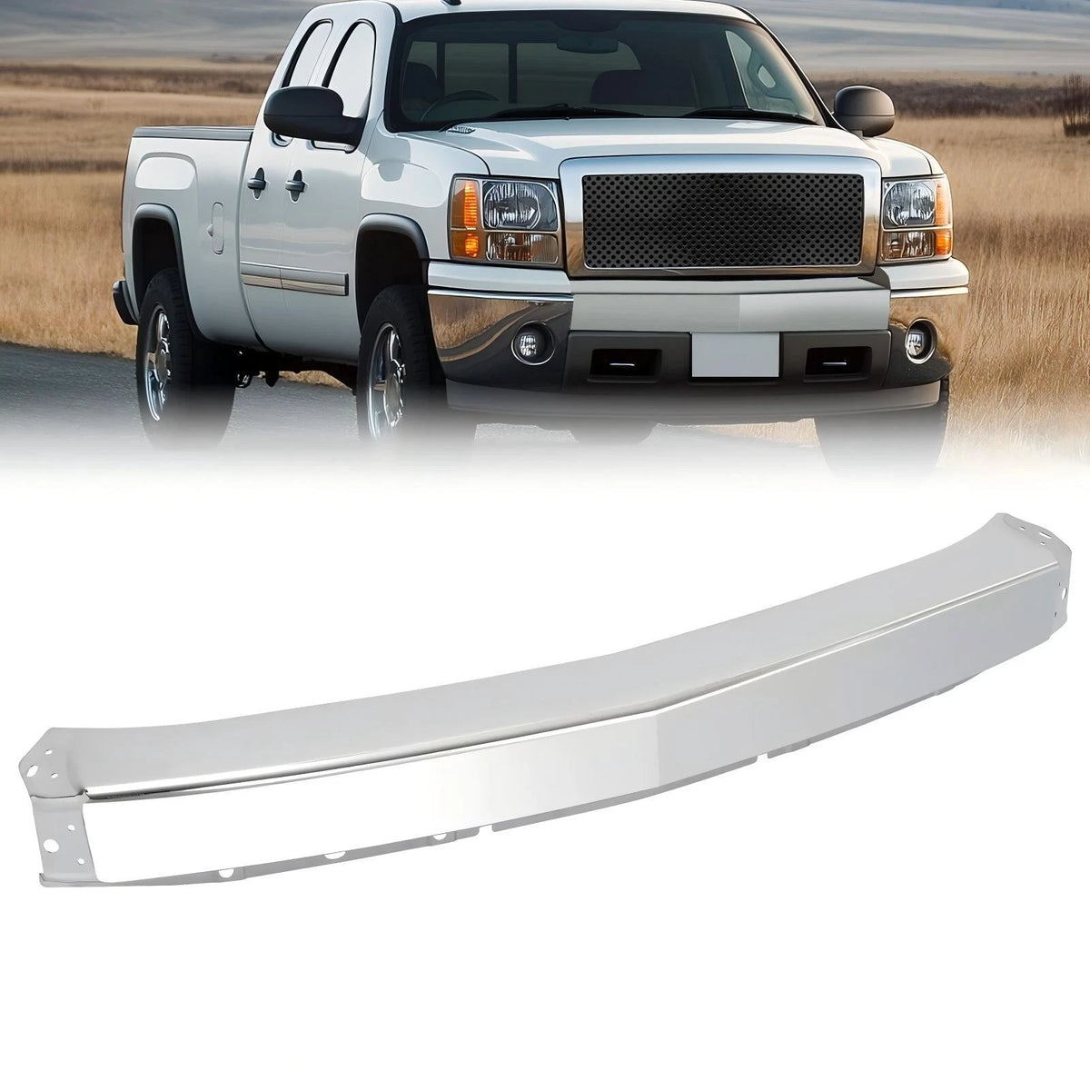 Chrome Front Bumper Face Bar for Chevy Silverado 1500 (2007–2013) - CON-A000000459, Replace for 15836961, GM1002828