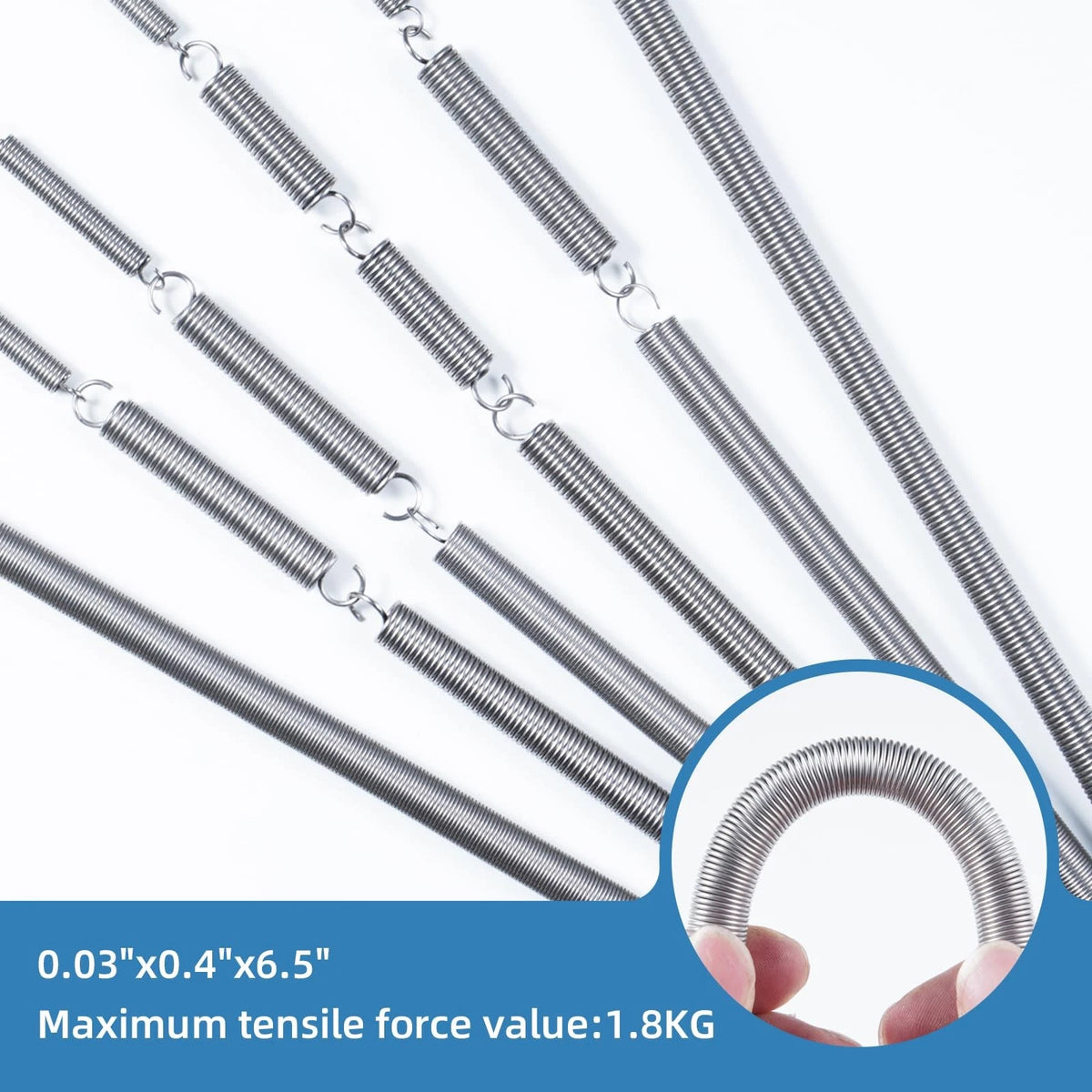 6X Extension Springs for Automotive Applications (0.03"x0.4"x6.5")
