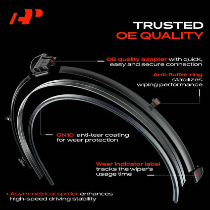 2X Front Windshield Wiper Blades for Ford Five Hundred (2005–2007)