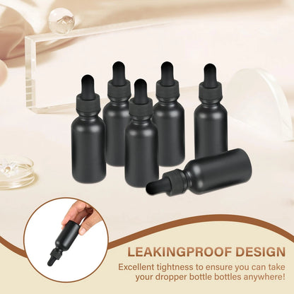 6X 1oz Black Glass Dropper Bottles for Tinctures