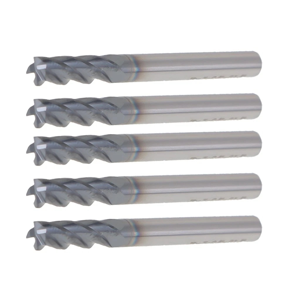 5 Pcs 3/16" 4 Flute Carbide End Mill TiALN Coated