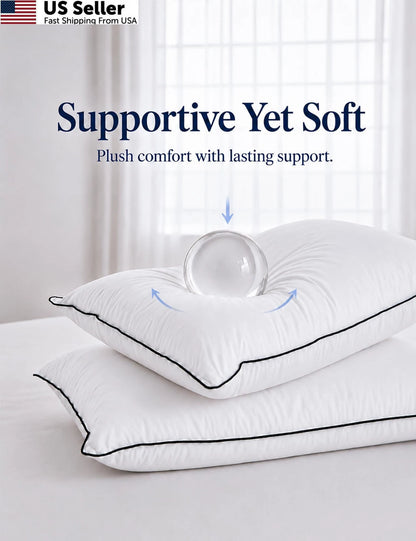 Pack of 2 Goose Feather Down Pillows for Standard Size