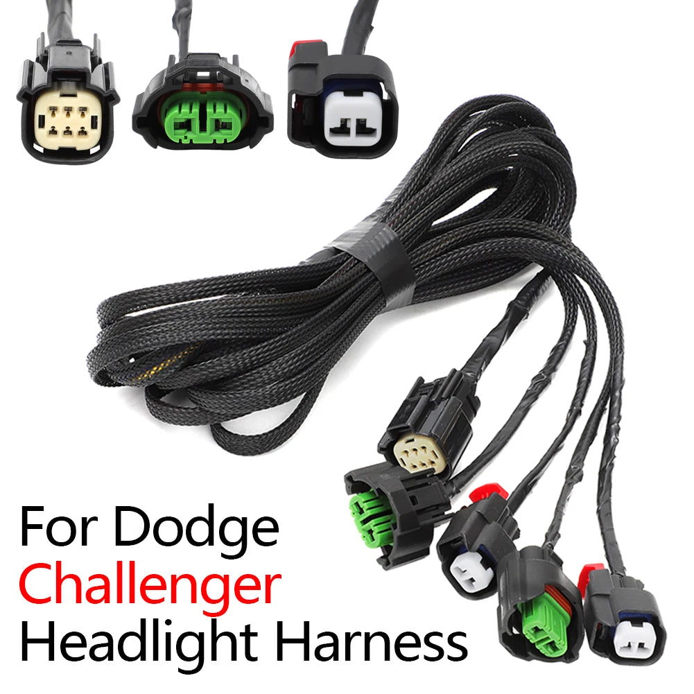 Front Headlight Lamp Wiring Harness Kit for Dodge Challenger (2015–2021)