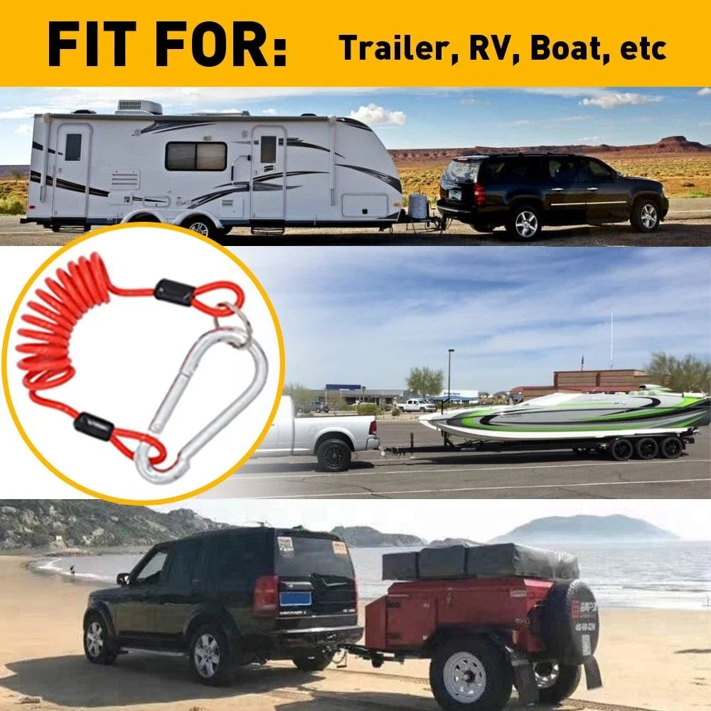 4' Breakaway Trailer Cable & 6' Safety Coiled Cable for RVs