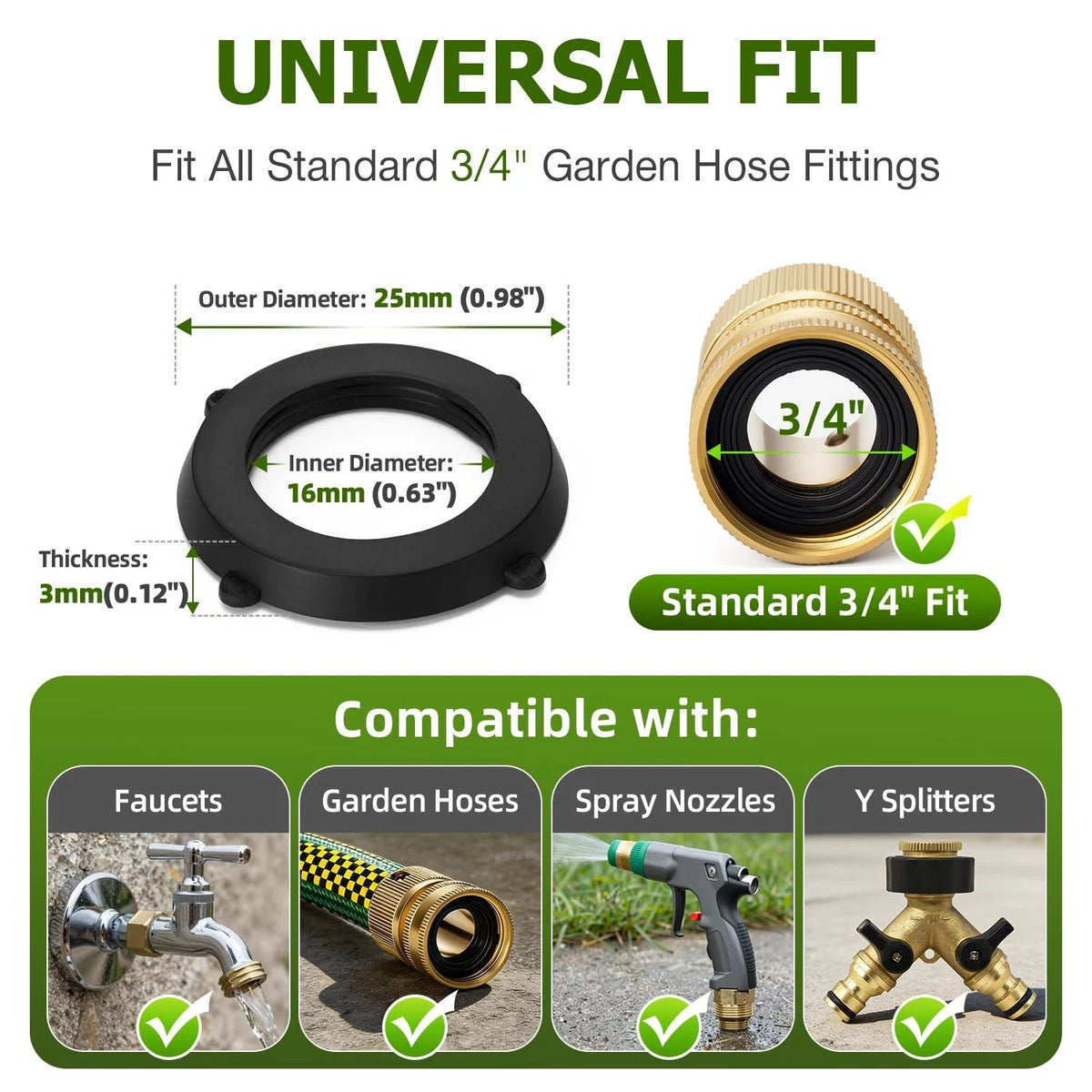 30 Pack Garden Hose Washers 3/4-inch, Black