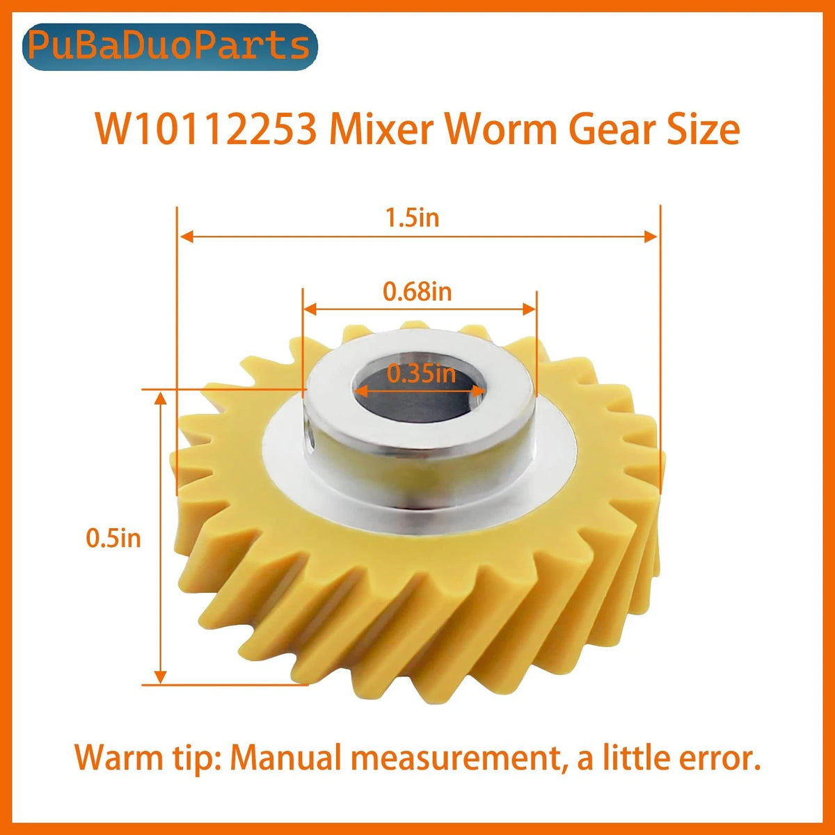 2-Pack Mixer Worm Gear Replacement for Compatible 1, Yellow