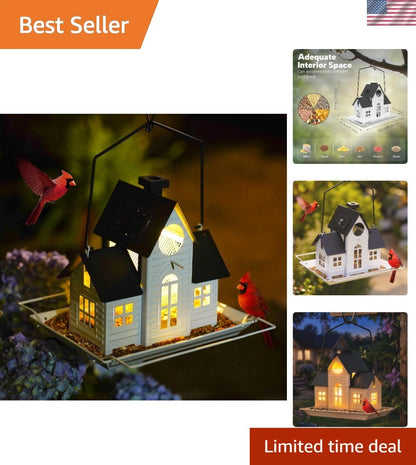 Durable Solar Bird Feeder with Windproof Hook for Round Use