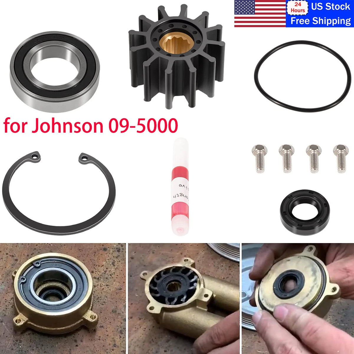 Raw Sea Water Pump Repair Kit for Volvo Penta 5.0Gi 5.0GL 5.0GXi 5.0OSi