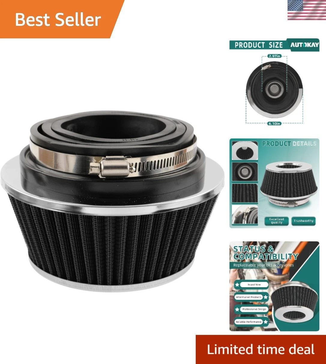 Clamp-On Air Filter for Enhanced Performance - Washable & Durable