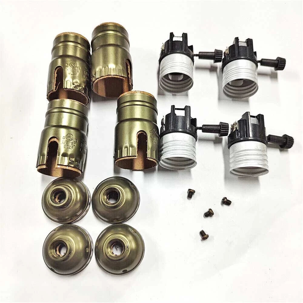 4Pcs 3 Way Turn Knob Lamp Sockets for Medium Base (Copper/Gold Shell)