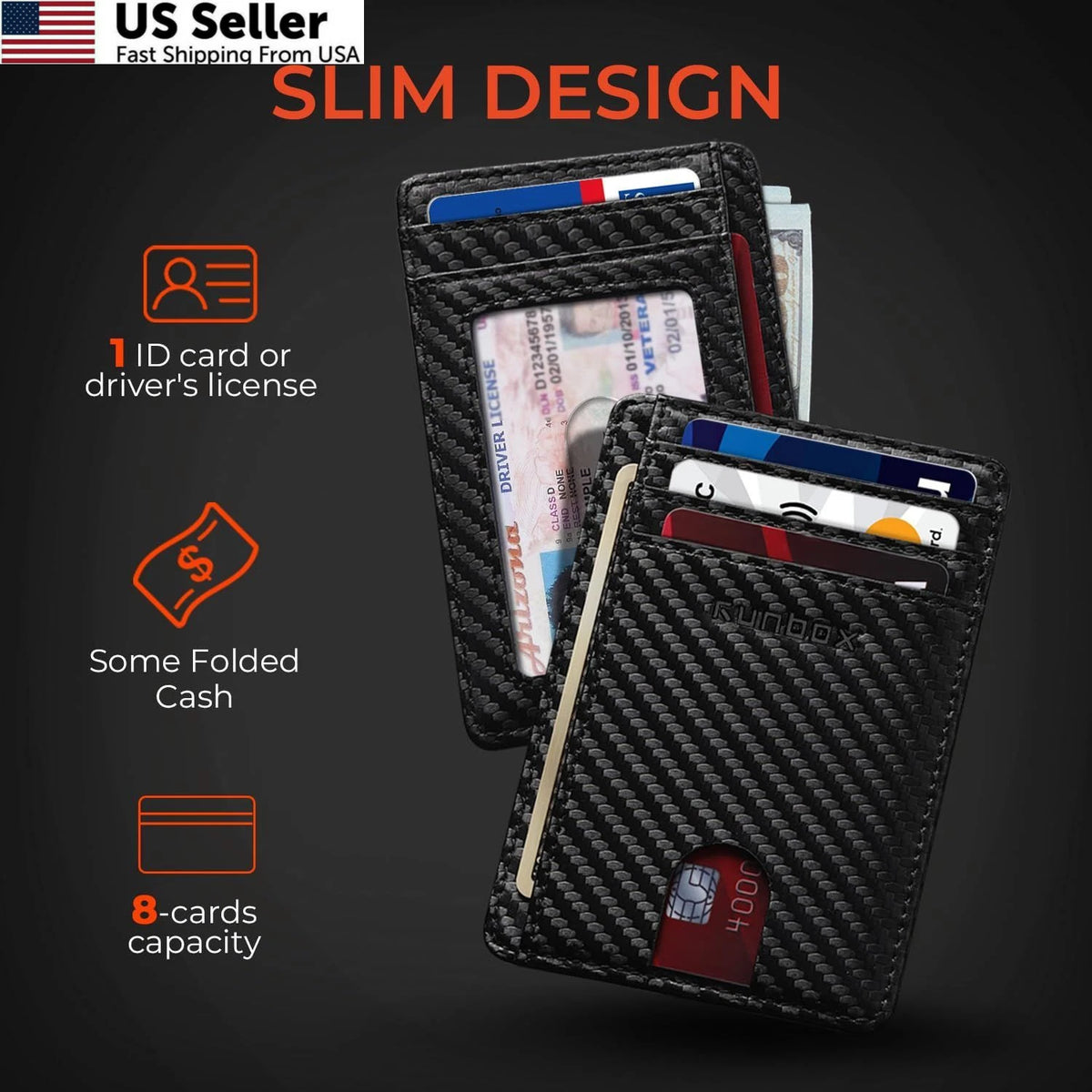 RUNBOX Slim Minimalist Front Pocket RFID Blocking for