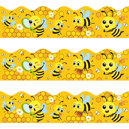 Set of 4 Summer Bee Bulletin Board Borders - Yellow Honeycomb Design