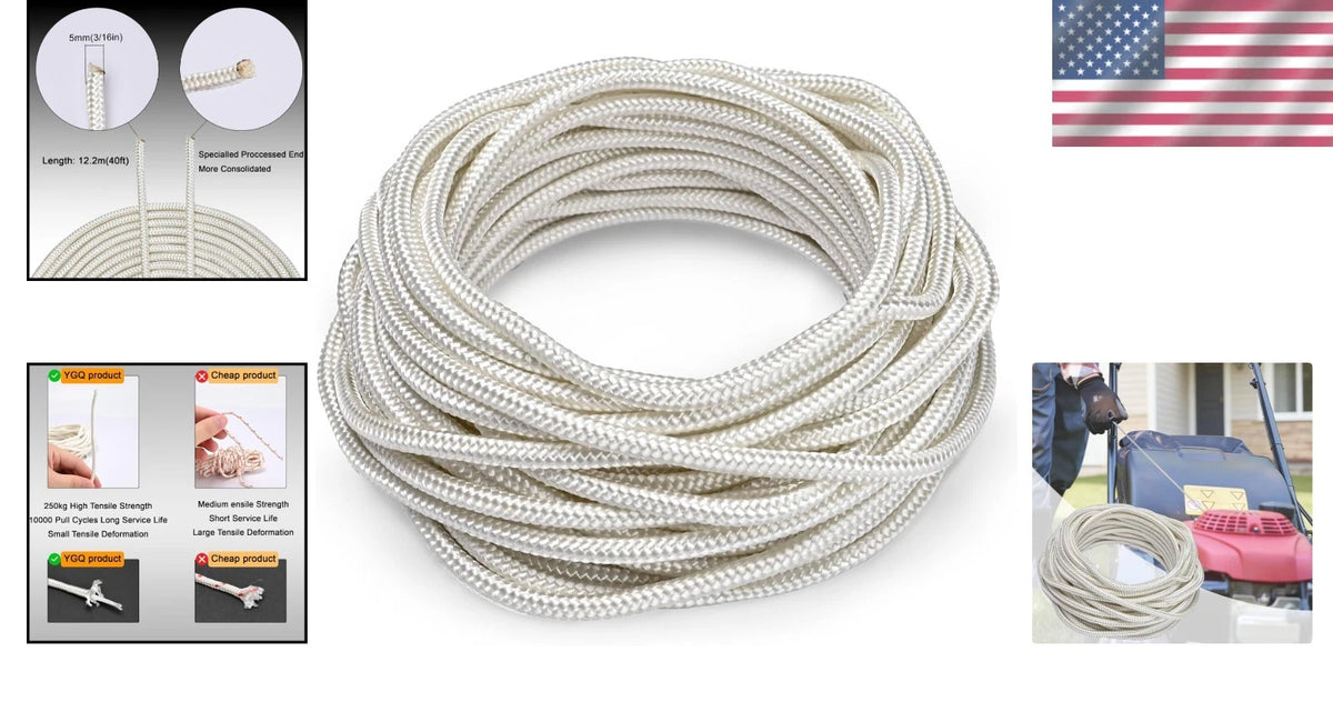5.0mm 40ft Starter Rope for Lawn Tools (Heavy-Duty Replacement)