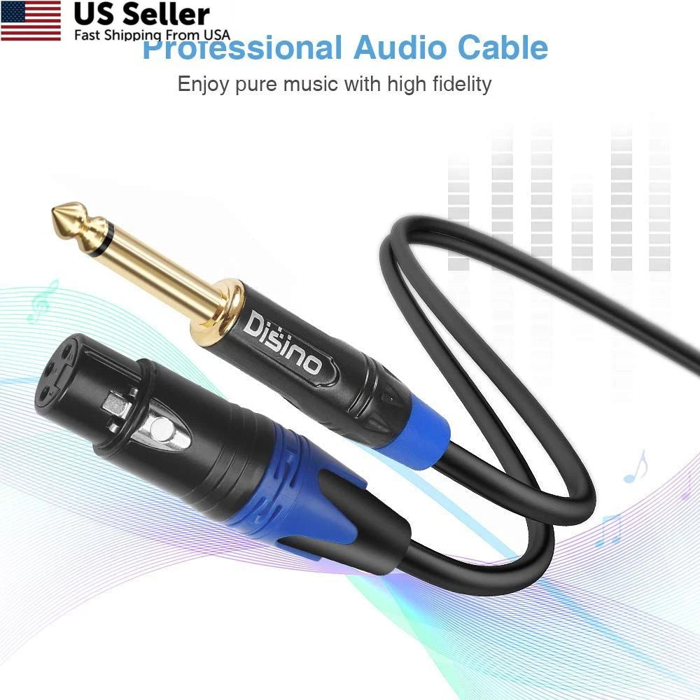 6.6 Feet Female XLR to 1/4 Inch TS Mono Jack Cable