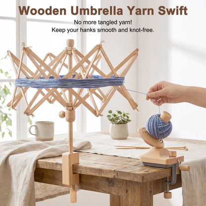 Wooden Yarn Swift for Knitting and Crocheting (Foldable)