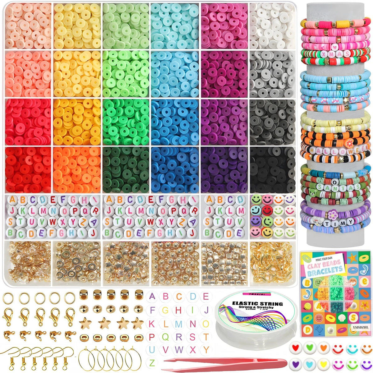 24 Color Clay Beads Bracelet Making Kit for DIY Jewelry Crafts