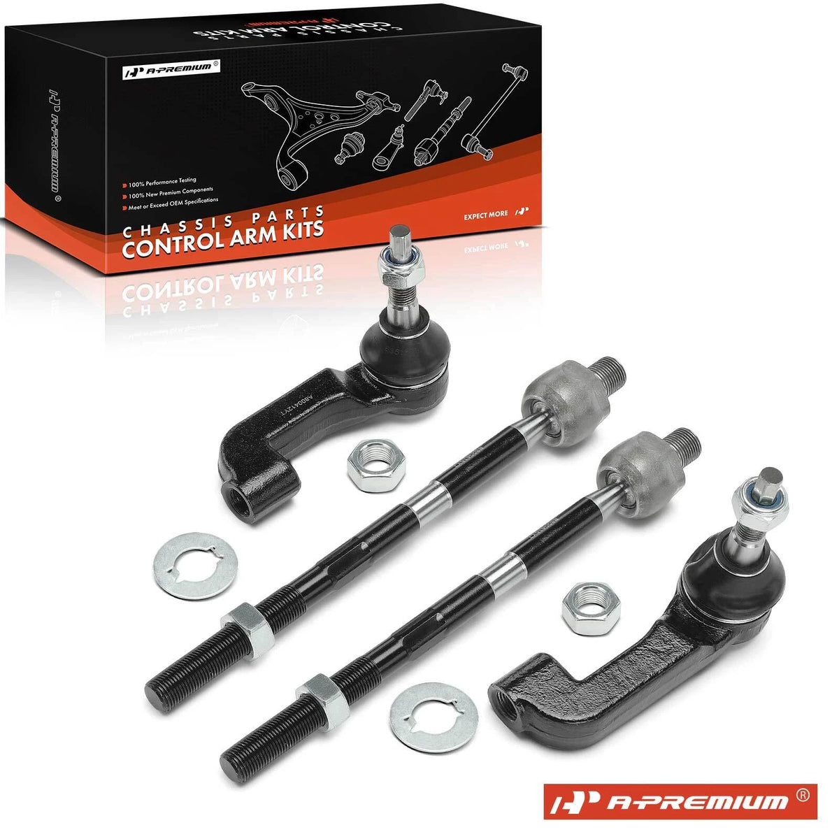 Set of 4 Front Inner & Outer Tie Rod Ends for Dodge Nitro (2007–2011) - 52109984AD, 52109984AE, 52109984AF, 52109984AG, 52109984AH