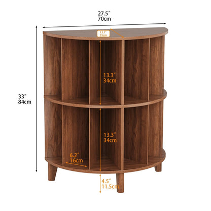 3-Tier Vinyl Record Storage Half Round Mid Century Table