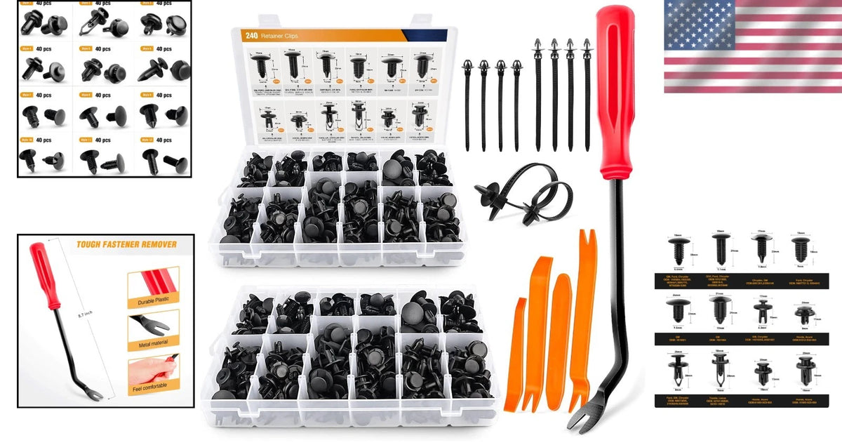 480PCS Bumper Retainer Clips & Fastener Remover Kit for Toyota GM Ford Honda