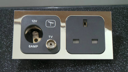 1X 240V 3 Pin Socket for Motorhome Caravan (Chrome Surround)