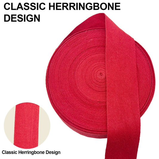 1 1/2 Inch Red Soft Herringbone Twill Tape Ribbon - 20 Yards Roll