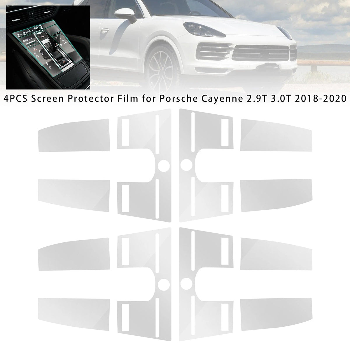 4Pcs Screen Protector Film for Porsche Cayenne (2018–2020)