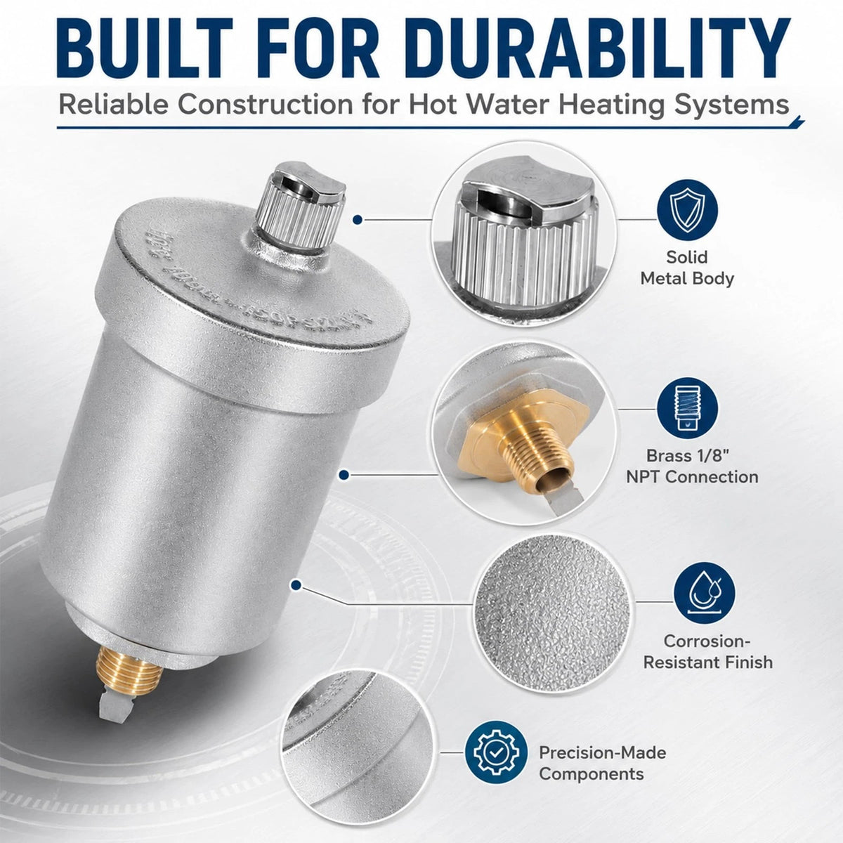 1/8" NPT Automatic Air Vent Valve for Hydronic Heating (400-4 Float)