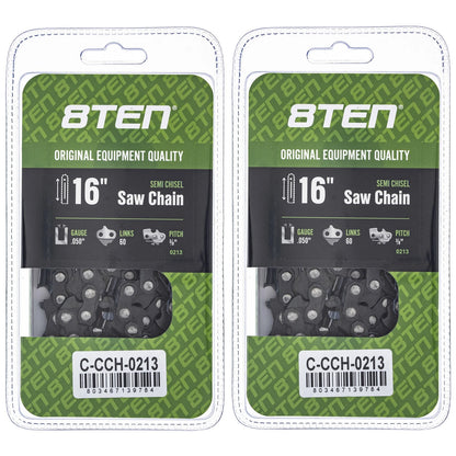 2X Semi Chisel Chainsaw Chain 16 Inch .050 3/8 60DL for Husqvarna Stihl (H47-60, 33RS360E)