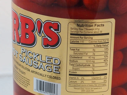 1 Gal. Jar of Red Hot Pickled Sausage (39 Count) Beef & Chicken