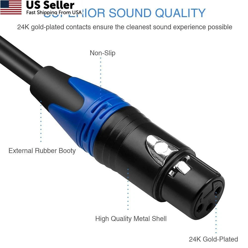 6.6 Feet Female XLR to 1/4 Inch TS Mono Jack Cable
